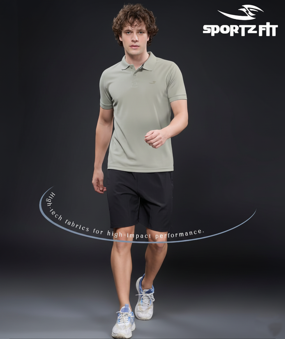 Men Collar Neck T-Shirt  | Light Olive Green | M |  SBT13